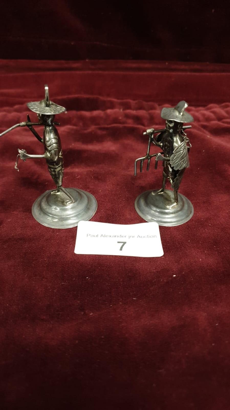 2 sterling silver oriental gentleman figures.