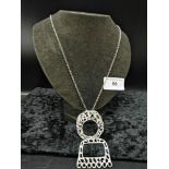 Large Heavy 925 Silver statement Necklace with statement pendant .