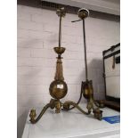 2 Large antique brass Ceiling 3 branch lights.