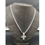 Heavy silver chain on silver Cross. 21 grams.