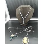 3 necklaces to include art deco style necklace.
