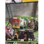 Shelf of xbox 360 games.