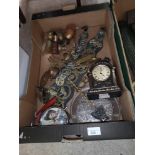 Box of brass wares etc.