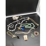 Lot of jewellery includes vintage French brooch.