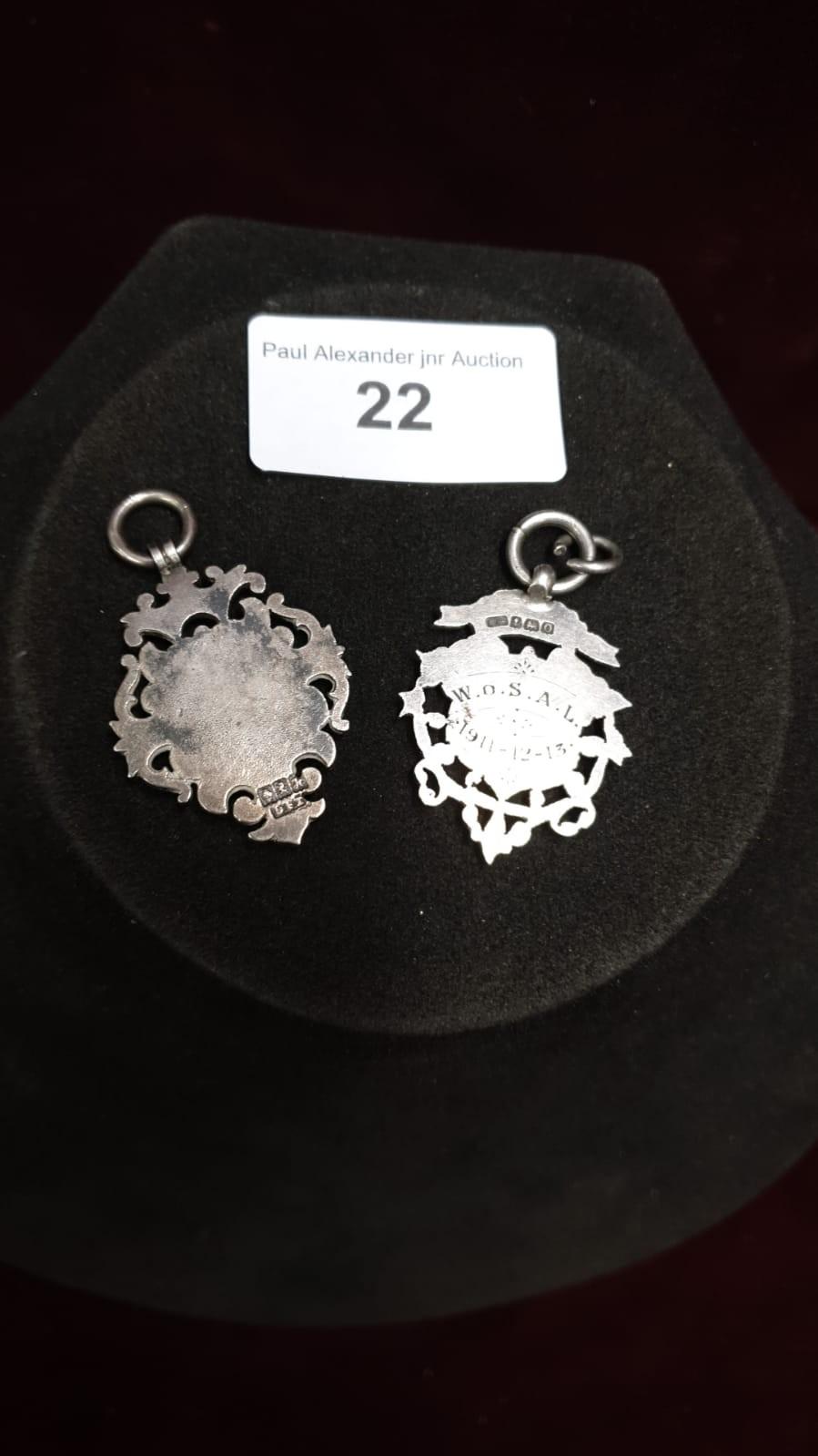 2 silver early 1900s fobs with gold Overlay - Image 2 of 2