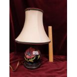 Moorcroft Early Table Lamp With Original Shade Clematis Pattern With Rare Cobalt Blue Ground
