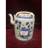 Early Chinese blue and white tea pot with blue glazing. As found.