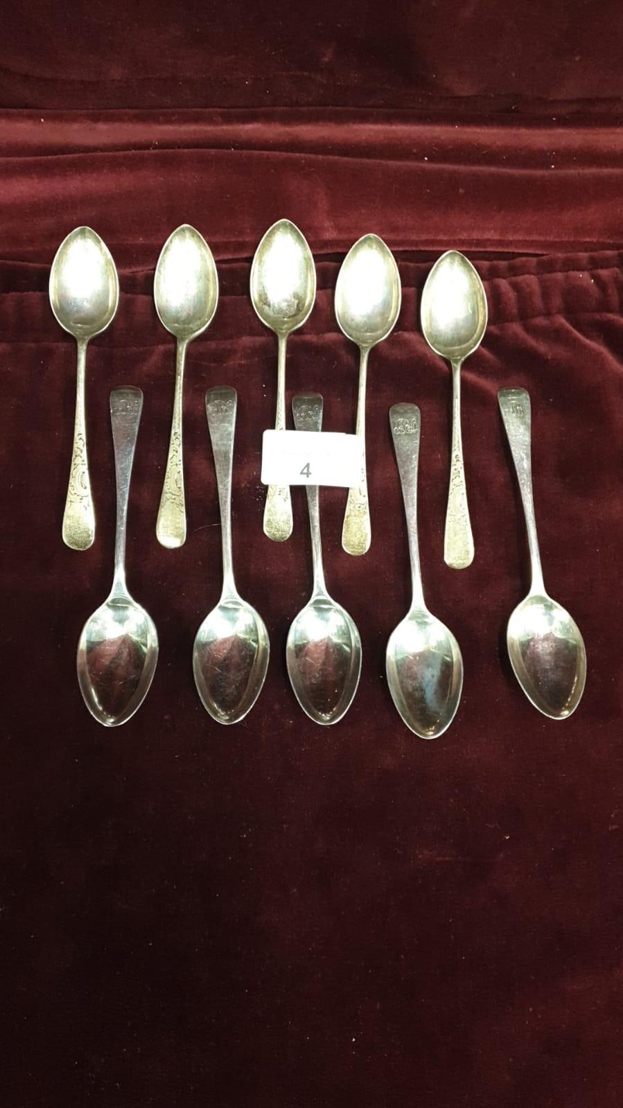 Selection of silver Hall marked spoons. 147 grams..