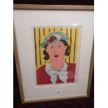 Print of lady after henri mattiffe. signed.