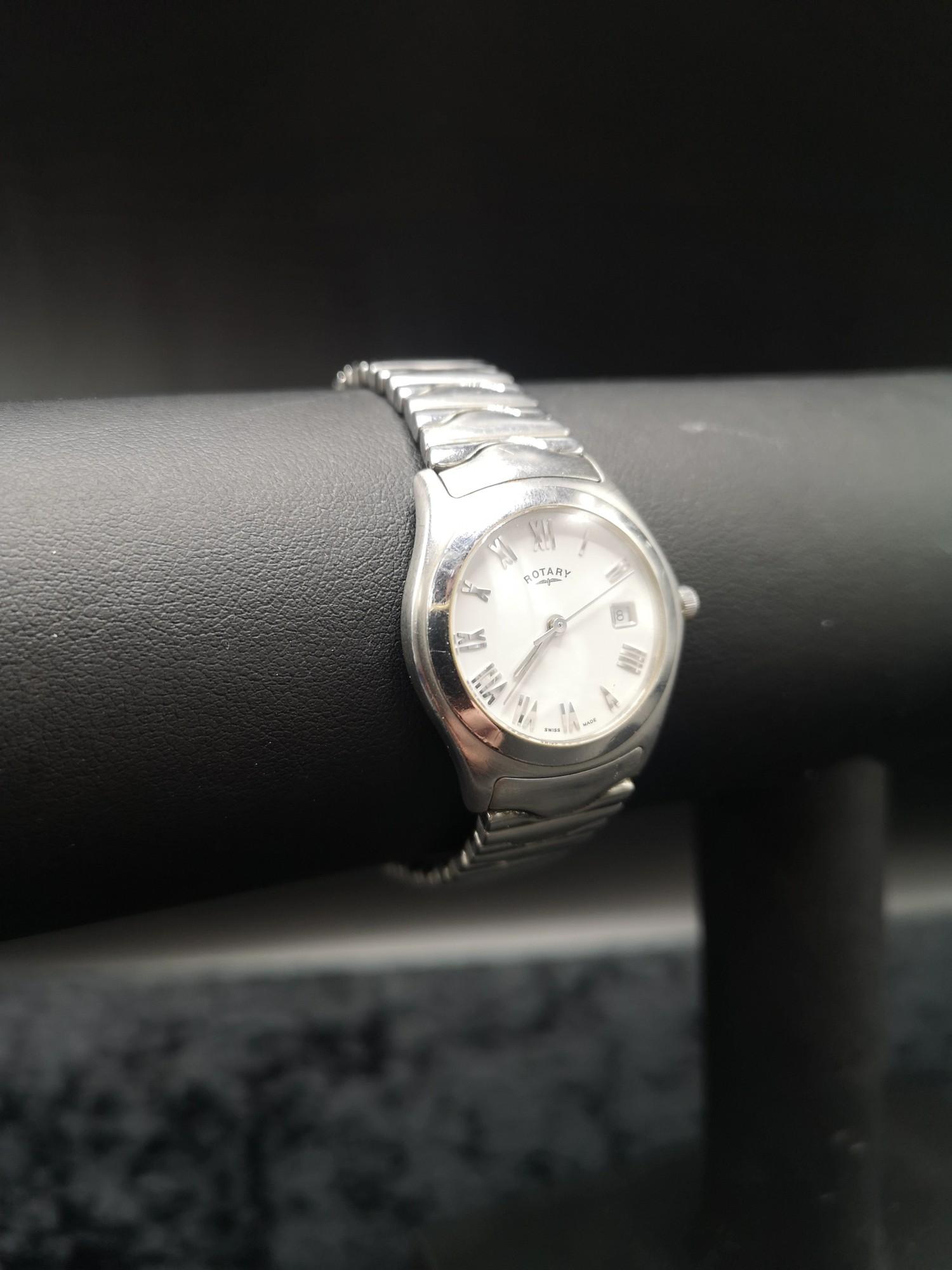 Rotary ladies stainless steel watch serial number 11467. Needs battery.