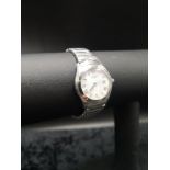 Rotary ladies stainless steel watch serial number 11467. Needs battery.