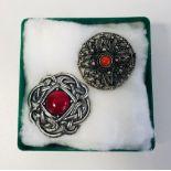 2 Celtic design brooches . . include signed Miracle brooch with centre gemstone and vintage filigree