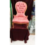 Stunning Ladies Spoon Back Button Back Chair With Cabriolet Legs.