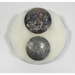 2 vintage Celtic design silver colour brooches .