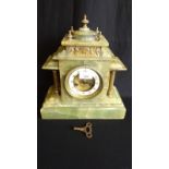 Stunning Victorian Onyx and Brass Corinthian Collumn Clock Keswick On Face Possibly From Arts And