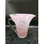 Large Early scottish vasart glass pink jug .