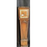 Stunning Grandmother Clock In Deco Style Oak Case Key And Pendulum Ticking Away.