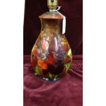 Rare Early Moorcroft Table Lamp Red Iris Pattern Stands 28 Cm Tall Partial Queen Mary Sticker