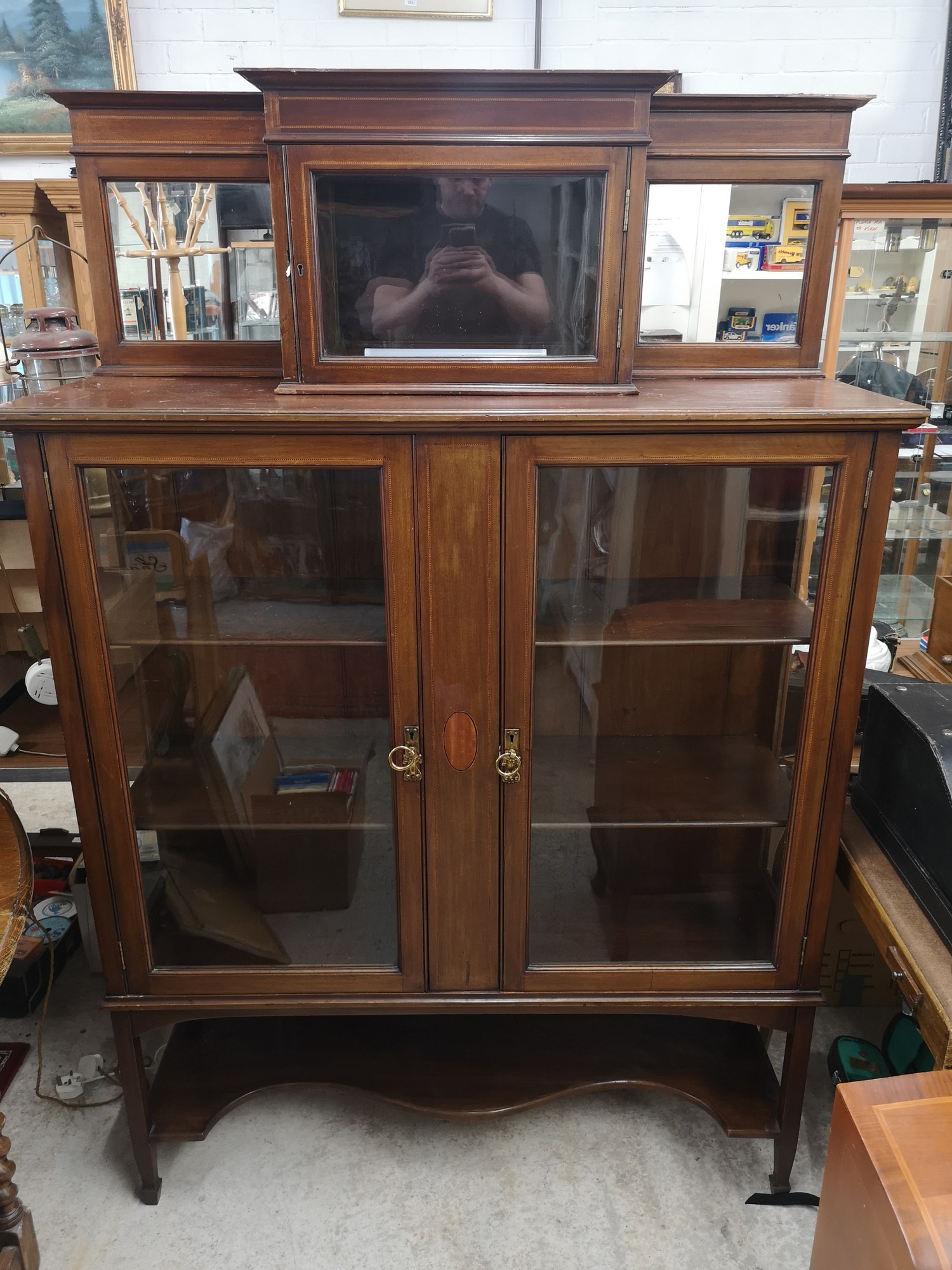 Large Edwardian mirrored topped display cabinet. - Image 2 of 2