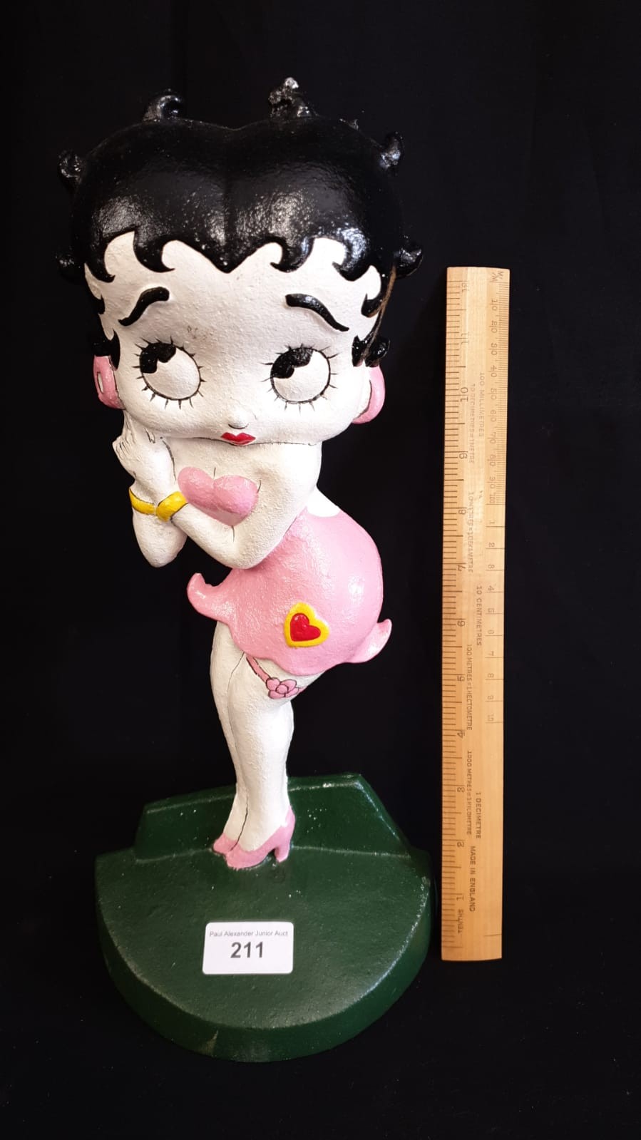 Large Cast Iron Betty Boop Door Stop Stands Over 12 Inches Tall