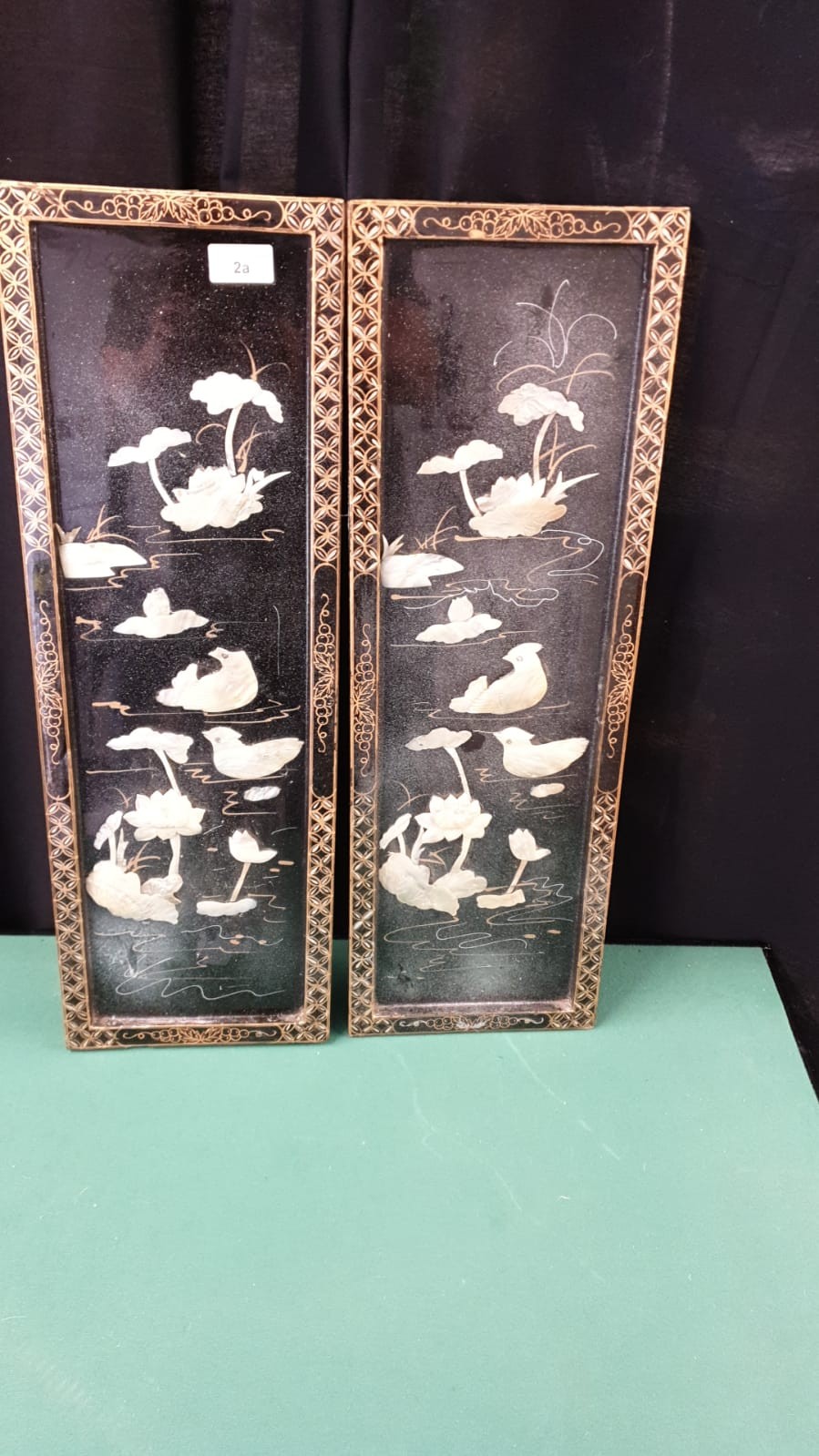 Pair Of Oriental Mother Of Pearl Plaques