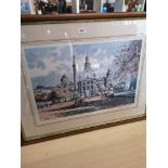 Limited edition no169 autumn in George Square Glasgow print signed Douglas Phillips.