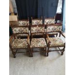 Set of 6 old charm oak dinning chairs.