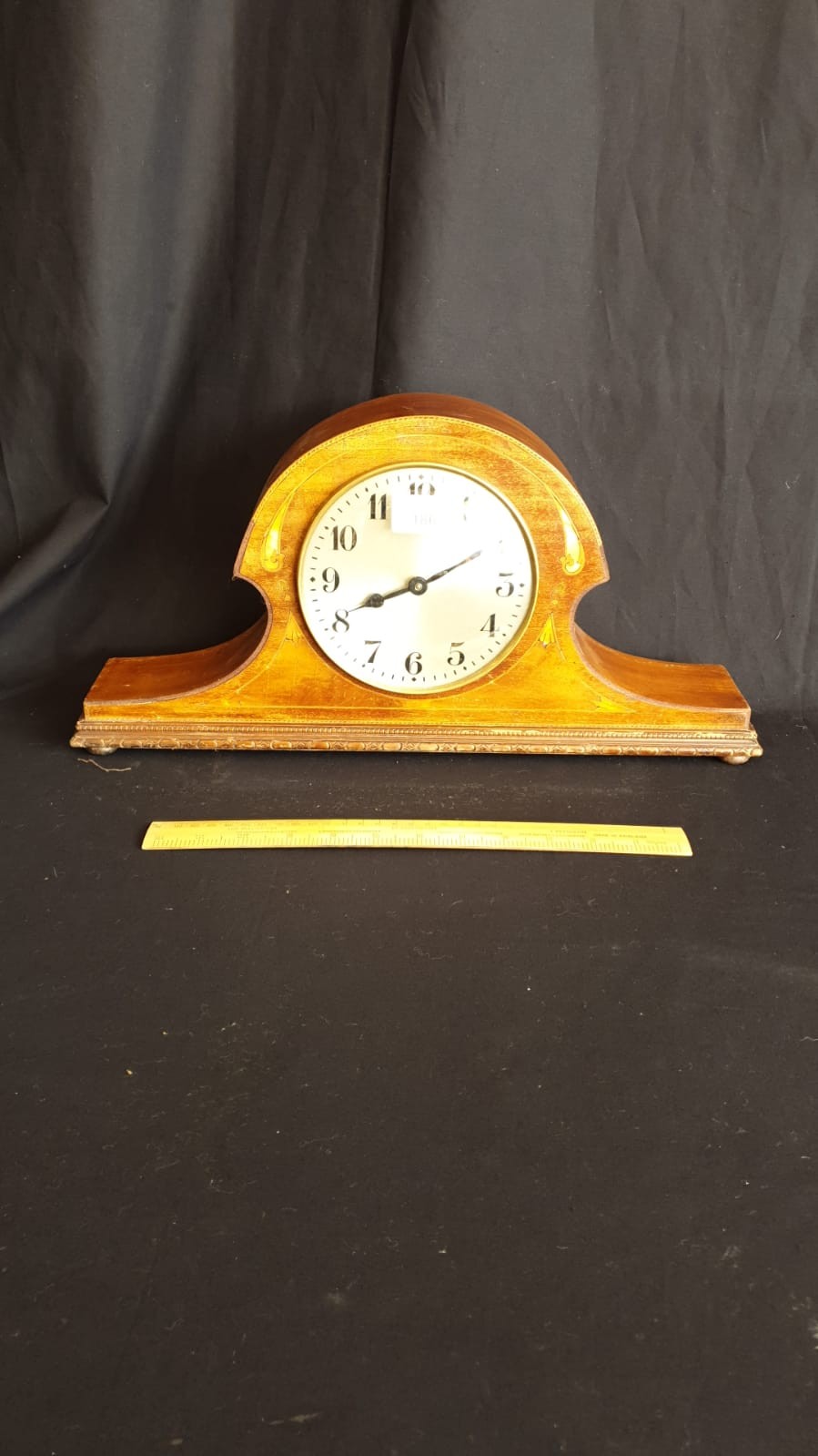 Key Wind Edwardian Mantel Clock With Beautiful Mother Of Pearl Inlays