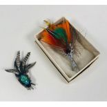 2 unusual vintage Scottish brooches. Includes signed Mizpah Scottish Plume brooch.