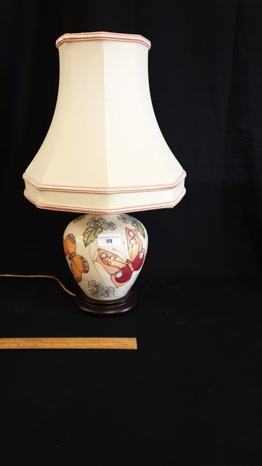 Large Moorcroft Table Lamp Butterfly Pattern Stands 45CM Tall.