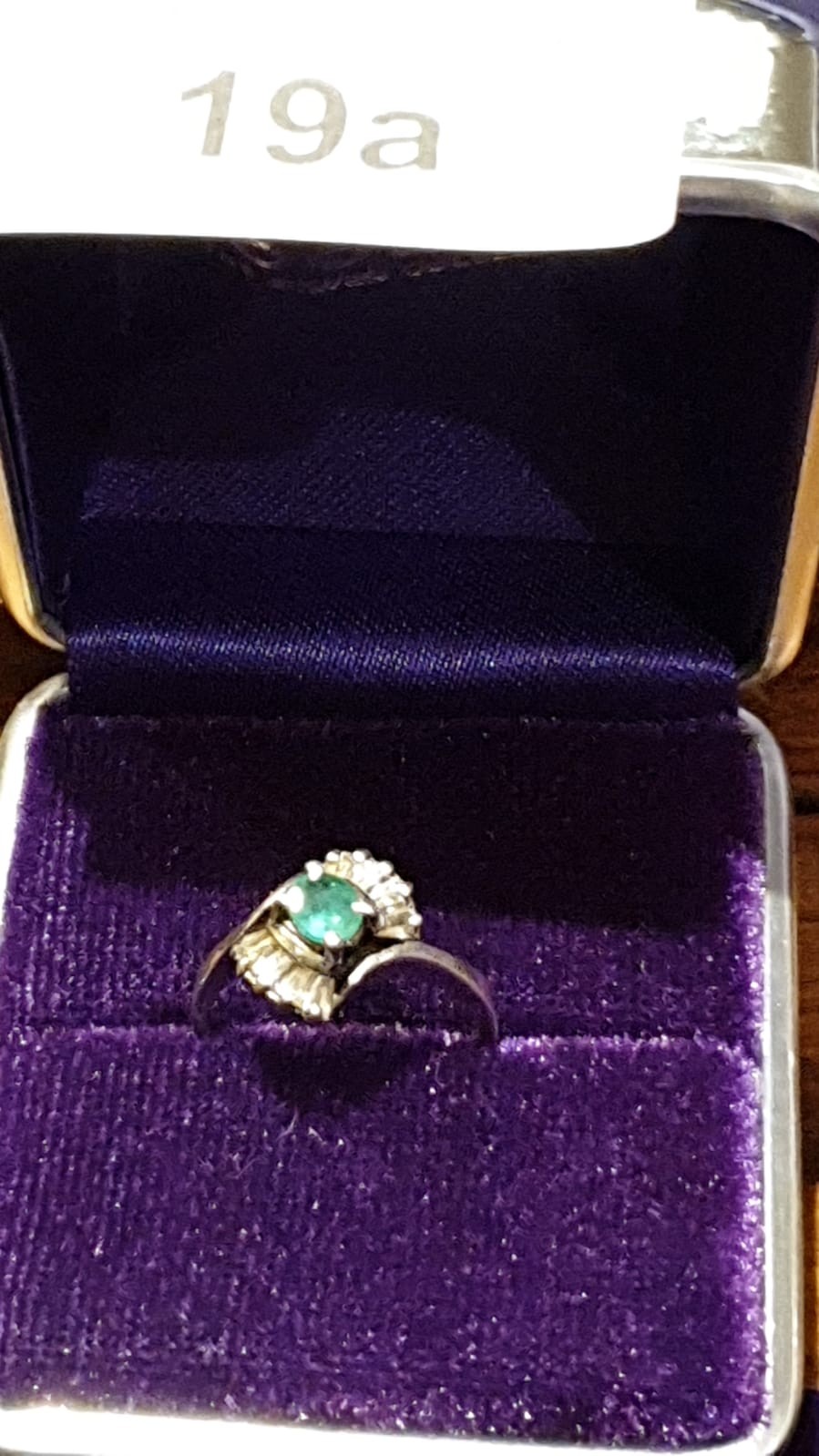 Vintage Art Deco Style Silver Ring With Centre Green Stone And Bezel Cut Stones On Shoulders.