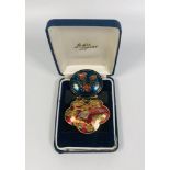 2 enamel cloisonné brooches signed.