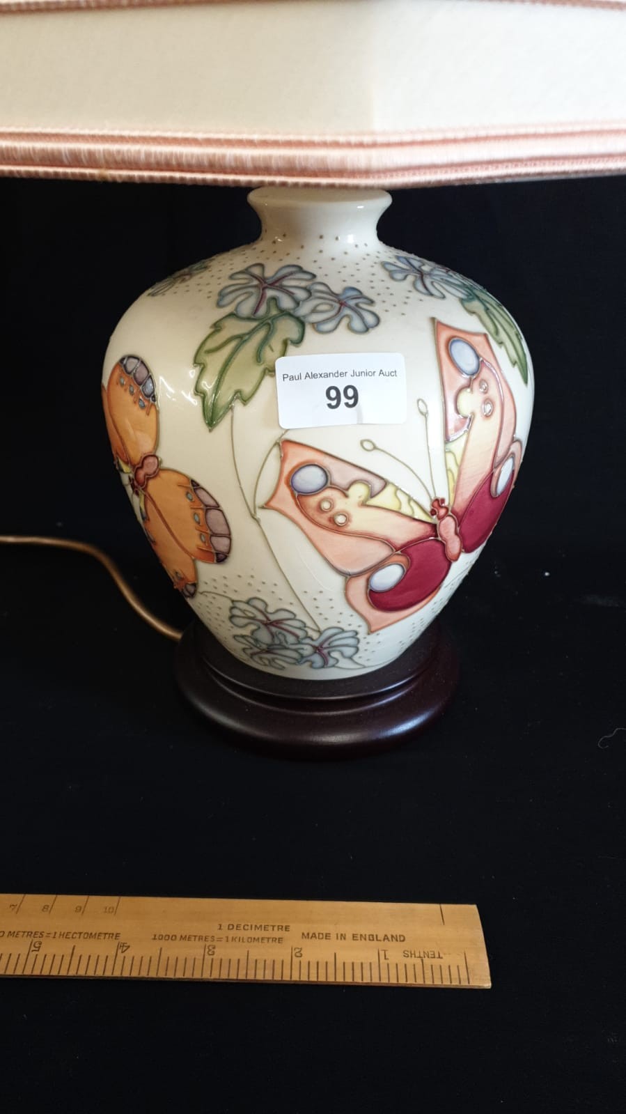 Large Moorcroft Table Lamp Butterfly Pattern Stands 45CM Tall. - Image 2 of 2