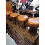 Set of 4 retro leather topped stools.