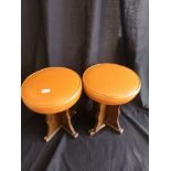 Pair of leather topped stools.