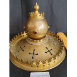 Victorian Large Brass Jewelled Ink Well Done in Gothic Style
