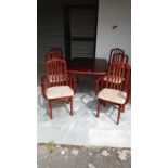 Retro 1980s dinning room table with 6 chairs includes carvers.