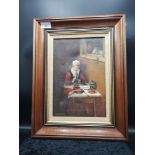 Oil Painting on nun praying signed B Crawford.