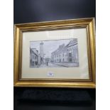 Old Fife scene town centre print signed John drysburgh.