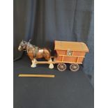 Large Clydesdale Horse With Tack And Travelling Caravan Over 2 Feet In Length.