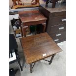 Oak occasional table together with other.