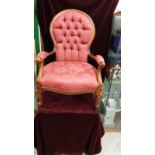 Stunning Gentlemans Spoon Back Button Back Arm Chair