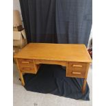 Light oak school teachers knee hole desk