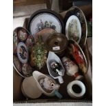Box of collectables includes Imari plate etc.