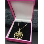 925 silver gilt necklace with tree pendant.