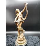 Art nouveau design spelter figure with presentation plaque.