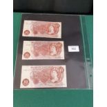 3 Bank Of England 10 Bob Notes