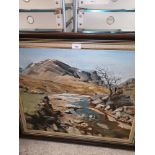 Large Signed oil Painting of Glen coe in frame signed M blyth.