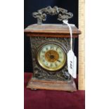 Oak and brass victorian carriage clock working .