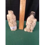 Pair large chinese carved bone figures .